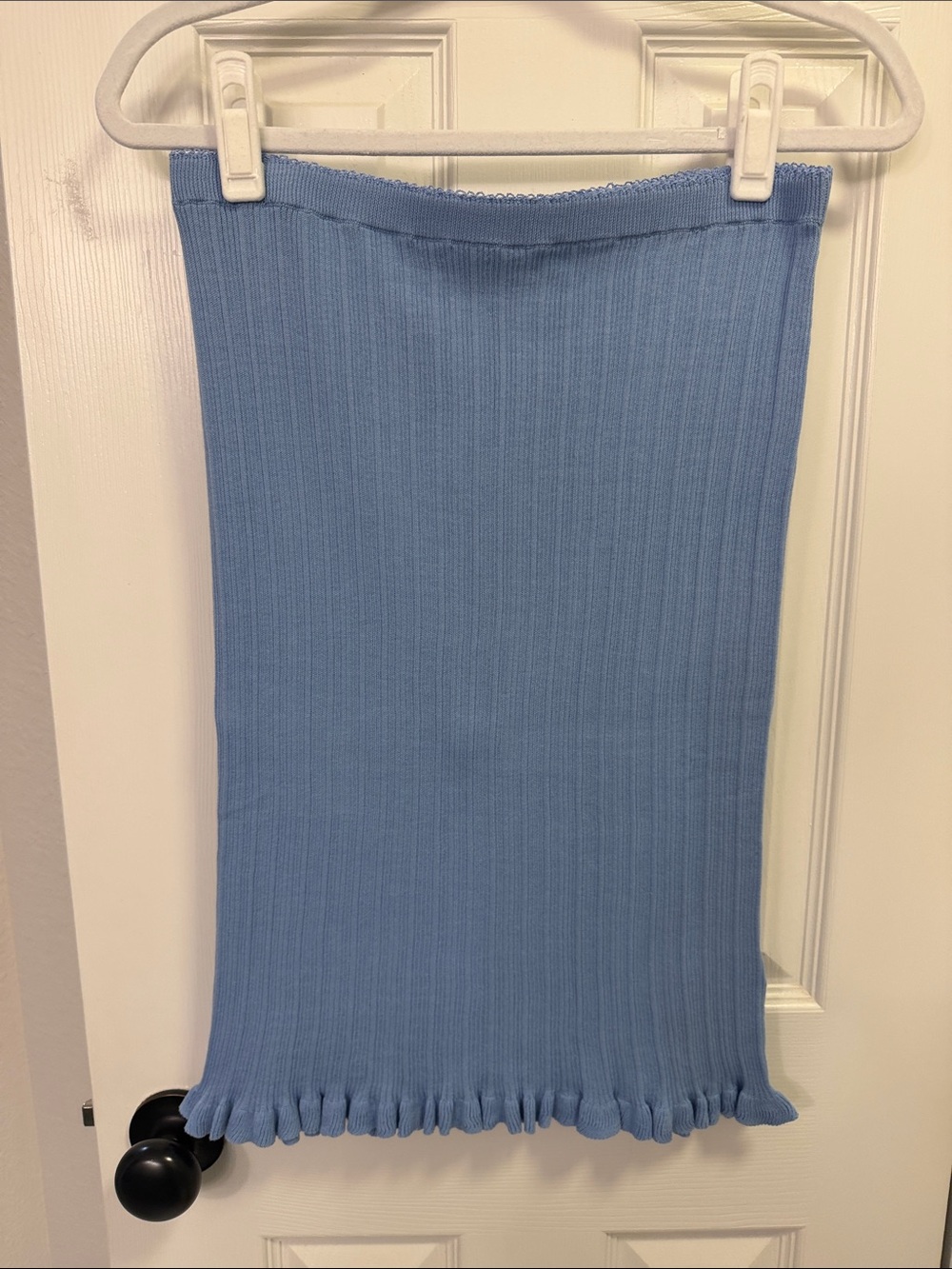 J. Crew x Rouje - Chanson sweater skirt sky blue with Ruffle Hem